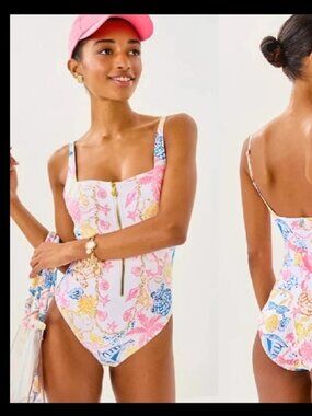 NEW LILLY PULITZER emil one piece swimsuit barefoot beachcomber sz 10
